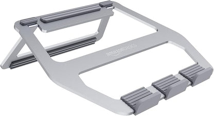 Amazon Basics Aluminum Portable Foldable Height Adjustable Support Stand for Laptops up to 13", Silver | Stands - TrueDesk