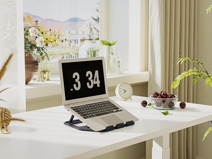 Amazon Basics Aluminum Portable Foldable Laptop Support Stand for Laptops up to 13", Black | Stands - TrueDesk