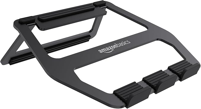 Amazon Basics Aluminum Portable Foldable Laptop Support Stand for Laptops up to 13", Black | Stands - TrueDesk