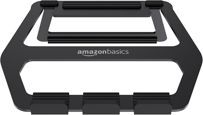 Amazon Basics Aluminum Portable Foldable Laptop Support Stand for Laptops up to 13", Black | Stands - TrueDesk