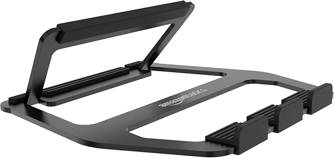 Amazon Basics Aluminum Portable Foldable Laptop Support Stand for Laptops up to 13", Black | Stands - TrueDesk