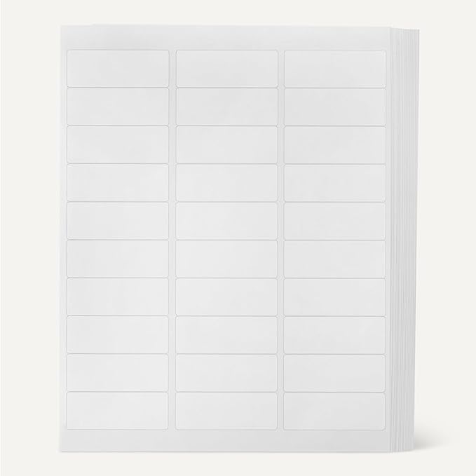 Amazon Basics Printable Address Labels, White, 1" x 2 - 5/8", 3000 Blank Mailing Labels | Address Labels - TrueDesk