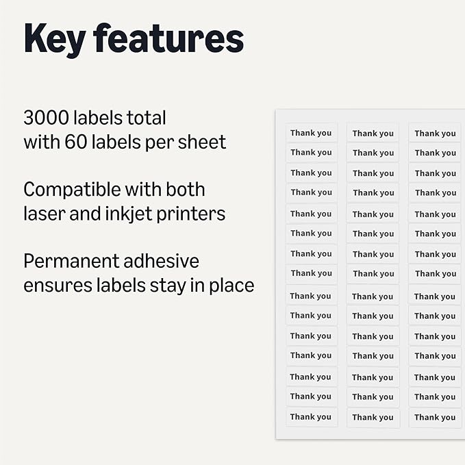 Amazon Basics Printable Address Labels, White, 2/3" x 1 - 3/4", 3000 Blank Mailing Labels | Address Labels - TrueDesk