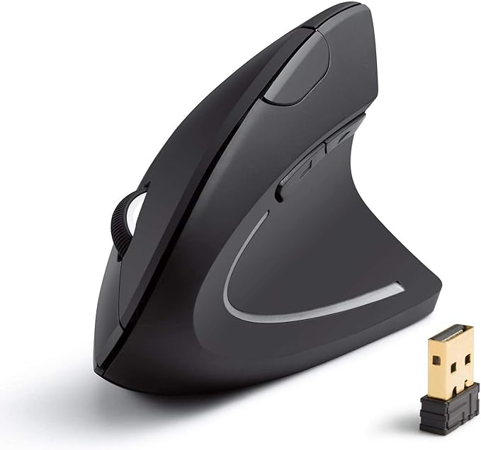 Anker 2.4G Wireless Vertical Ergonomic Optical Mouse for Work, Multi - Device Connectivity, 800/1200 /1600 DPI, 5 Buttons for Laptop, Desktop, PC - Black | Mice - TrueDesk