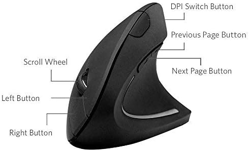 Anker 2.4G Wireless Vertical Ergonomic Optical Mouse for Work, Multi - Device Connectivity, 800/1200 /1600 DPI, 5 Buttons for Laptop, Desktop, PC - Black | Mice - TrueDesk