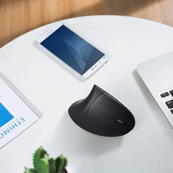 Anker 2.4G Wireless Vertical Ergonomic Optical Mouse for Work, Multi - Device Connectivity, 800/1200 /1600 DPI, 5 Buttons for Laptop, Desktop, PC - Black | Mice - TrueDesk