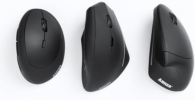 Anker USB Wired Vertical Mouse, Ergonomic Design Mouse for Computer and Laptop, 5 Buttons, 1000/1600 DPI, Optical Technology, USB Corded - Black | Mice - TrueDesk