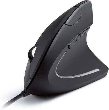 Anker USB Wired Vertical Mouse, Ergonomic Design Mouse for Computer and Laptop, 5 Buttons, 1000/1600 DPI, Optical Technology, USB Corded - Black | Mice - TrueDesk