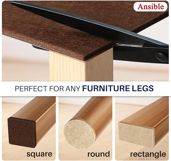 Ansible 145 PCS Felt Furniture Pads, Furniture Pads for Hardwood Floors, Chair Leg Feet Wood Floor Protectors (Brown and Beige) | Furniture Pads - TrueDesk