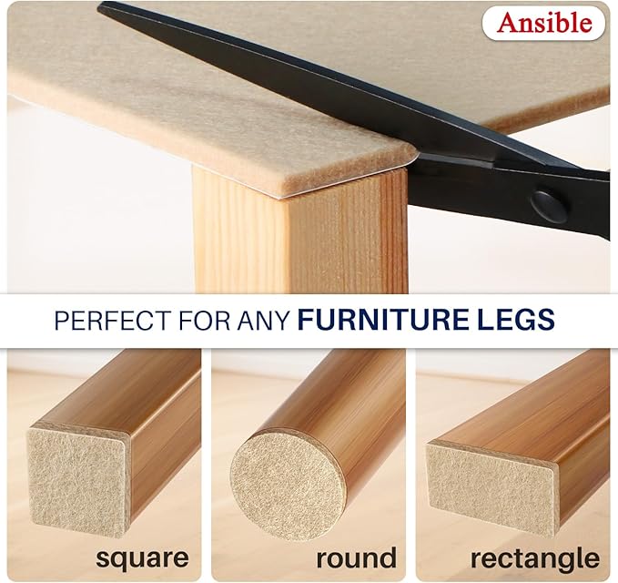 Ansible 299 PCS Felt Furniture Pads, Furniture Pads for Hardwood Floors, Chair Leg Feet Wood Floor Protectors (Beige) | Furniture Pads - TrueDesk