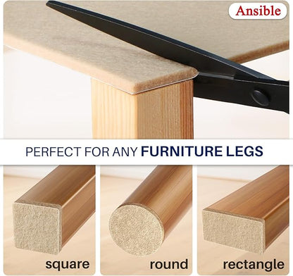 Ansible 299 PCS Felt Furniture Pads, Furniture Pads for Hardwood Floors, Chair Leg Feet Wood Floor Protectors (Beige) | Furniture Pads - TrueDesk