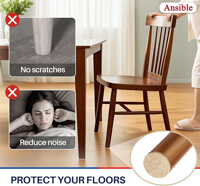 Ansible 299 PCS Felt Furniture Pads, Furniture Pads for Hardwood Floors, Chair Leg Feet Wood Floor Protectors (Beige) | Furniture Pads - TrueDesk