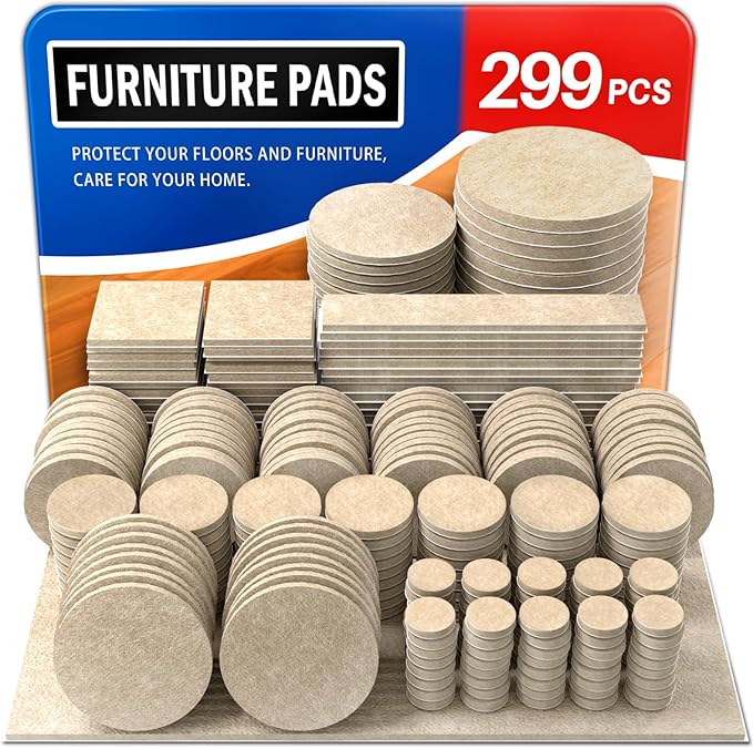 Ansible 299 PCS Felt Furniture Pads, Furniture Pads for Hardwood Floors, Chair Leg Feet Wood Floor Protectors (Beige) | Furniture Pads - TrueDesk