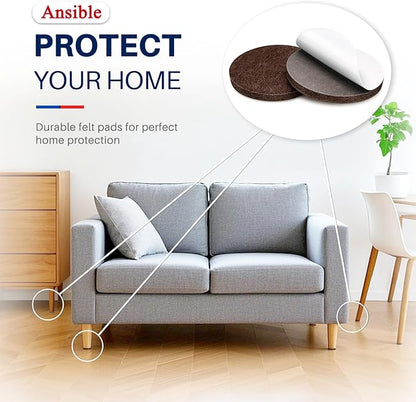 Ansible 299 PCS Felt Furniture Pads, Furniture Pads for Hardwood Floors, Chair Leg Feet Wood Floor Protectors (Brown) | Furniture Pads - TrueDesk