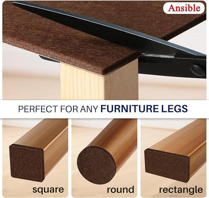 Ansible 299 PCS Felt Furniture Pads, Furniture Pads for Hardwood Floors, Chair Leg Feet Wood Floor Protectors (Brown) | Furniture Pads - TrueDesk