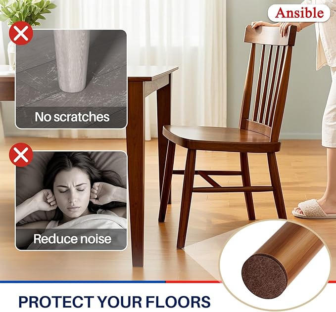 Ansible 299 PCS Felt Furniture Pads, Furniture Pads for Hardwood Floors, Chair Leg Feet Wood Floor Protectors (Brown) | Furniture Pads - TrueDesk