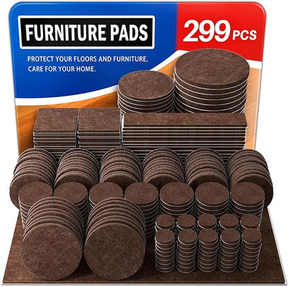 Ansible 299 PCS Felt Furniture Pads, Furniture Pads for Hardwood Floors, Chair Leg Feet Wood Floor Protectors (Brown) | Furniture Pads - TrueDesk