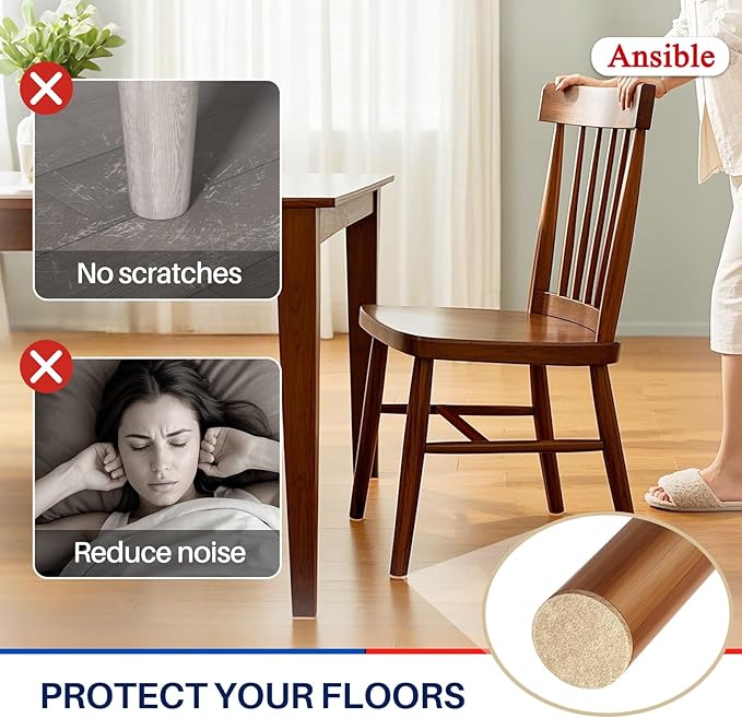 Ansible 60 PCS Felt Furniture Pads, Felt Pads for Chair Leg Floor Protectors for Hardwood Floors Round (Beige) | Furniture Pads - TrueDesk