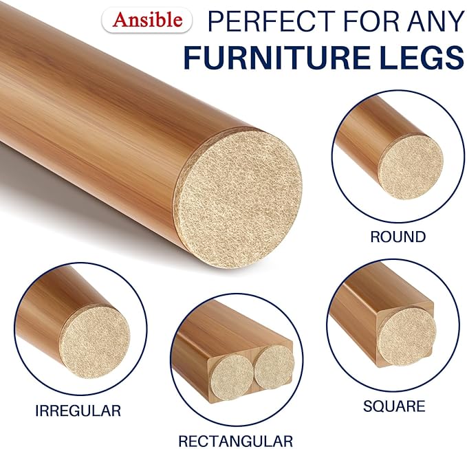 Ansible 60 PCS Felt Furniture Pads, Felt Pads for Chair Leg Floor Protectors for Hardwood Floors Round (Beige) | Furniture Pads - TrueDesk