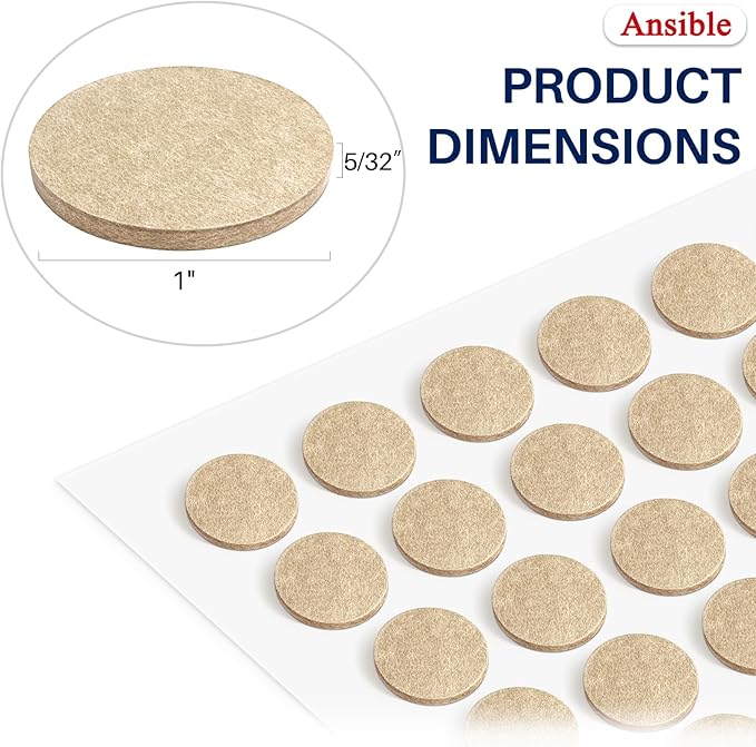 Ansible 60 PCS Felt Furniture Pads, Felt Pads for Chair Leg Floor Protectors for Hardwood Floors Round (Beige) | Furniture Pads - TrueDesk