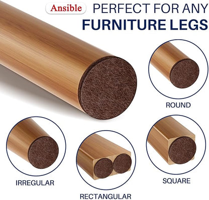 Ansible 60 PCS Felt Furniture Pads, Felt Pads for Chair Leg Floor Protectors for Hardwood Floors Round (Brown) | Furniture Pads - TrueDesk