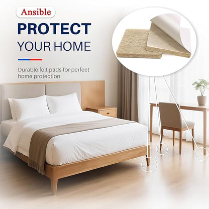 Ansible 60 PCS Felt Furniture Pads, Felt Pads for Chair Leg Floor Protectors for Hardwood Floors Square (Beige) | Furniture Pads - TrueDesk