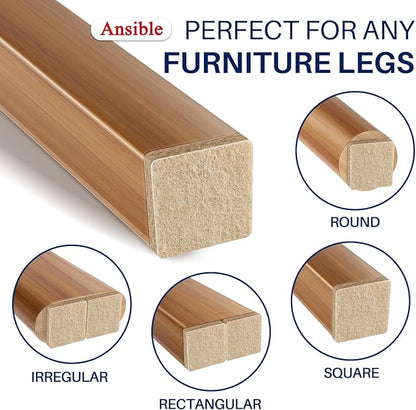 Ansible 60 PCS Felt Furniture Pads, Felt Pads for Chair Leg Floor Protectors for Hardwood Floors Square (Beige) | Furniture Pads - TrueDesk