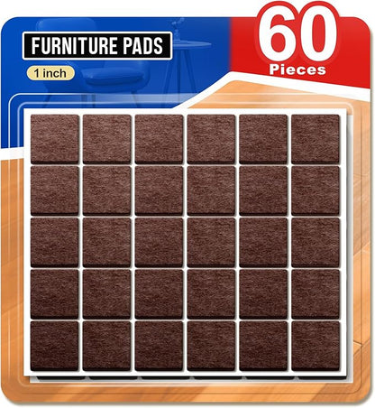 Ansible 60 PCS Felt Furniture Pads, Felt Pads for Chair Leg Floor Protectors for Hardwood Floors Square (Brown) | Furniture Pads - TrueDesk