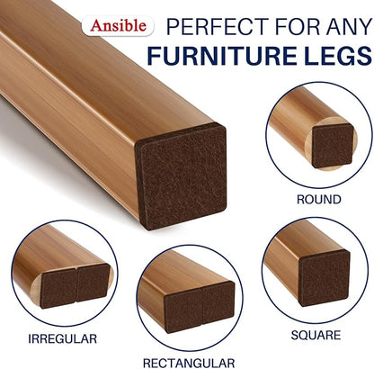 Ansible 60 PCS Felt Furniture Pads, Felt Pads for Chair Leg Floor Protectors for Hardwood Floors Square (Brown) | Furniture Pads - TrueDesk
