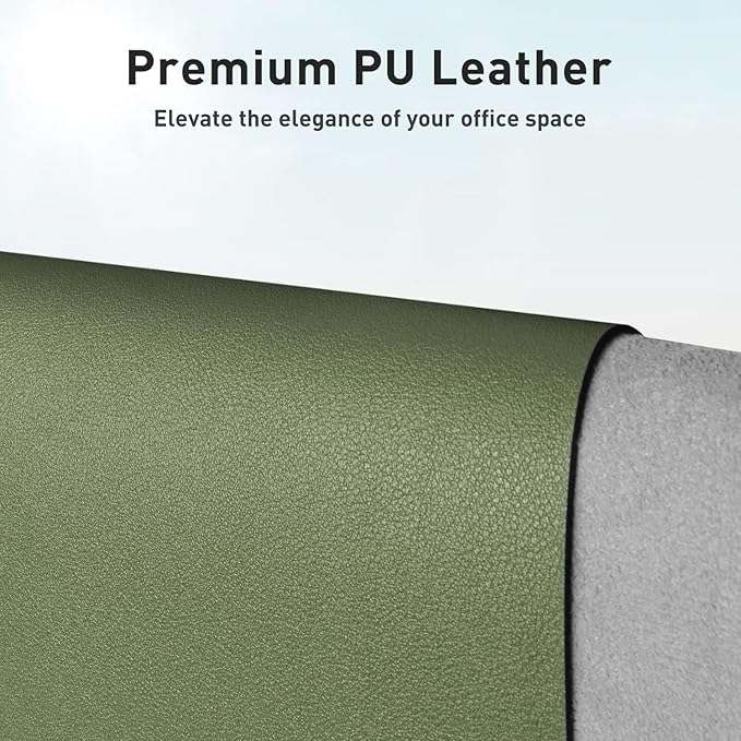 Aothia Desk Protector Mat, Mouse Pad, Non - Slip Waterproof PU Leather Desk Blotter, Laptop, Writing for Office and Home (23.6" x 13.7", Olive Green) | Mouse Pads - TrueDesk