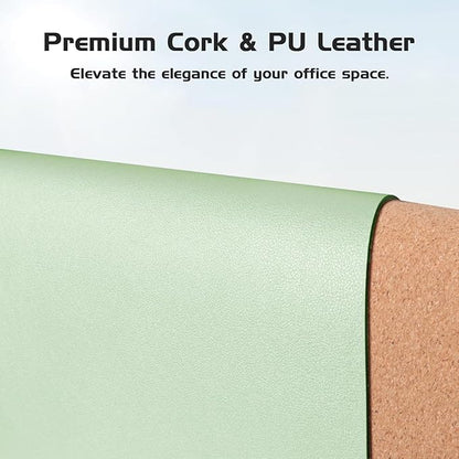 Aothia Double - Sided Desk Pad – 25.6"x13.7" Large Mouse Pad, Leather Desk Mat with Eco Cork Protector, Waterproof Desk Blotter for Office/Home (Aqua) | Mouse Pads - TrueDesk