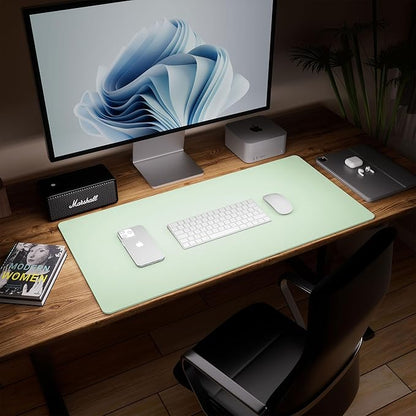 Aothia Double - Sided Desk Pad – 25.6"x13.7" Large Mouse Pad, Leather Desk Mat with Eco Cork Protector, Waterproof Desk Blotter for Office/Home (Aqua) | Mouse Pads - TrueDesk