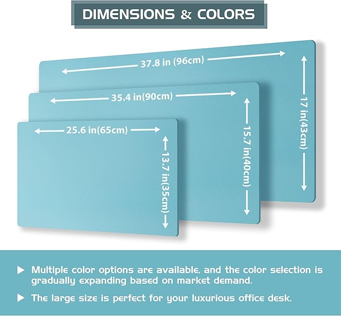 Aothia Double - Sided Desk Pad – 25.6"x13.7" Large Mouse Pad, Leather Desk Mat with Eco Cork Protector, Waterproof Desk Blotter for Office/Home (Blue Topaz) | Mouse Pads - TrueDesk
