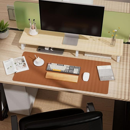 Aothia Double - Sided Desk Pad, 37.8"x17" Leather Desk Mat, Eco Cork Desk Pad Protector,Large Mouse Pad,Waterproof Desk Blotter for Office/Home(Brown) | Mouse Pads - TrueDesk