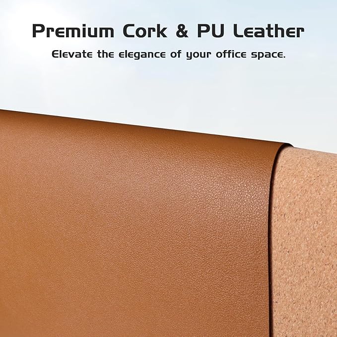 Aothia Double - Sided Desk Pad, 37.8"x17" Leather Desk Mat, Eco Cork Desk Pad Protector,Large Mouse Pad,Waterproof Desk Blotter for Office/Home(Brown) | Mouse Pads - TrueDesk