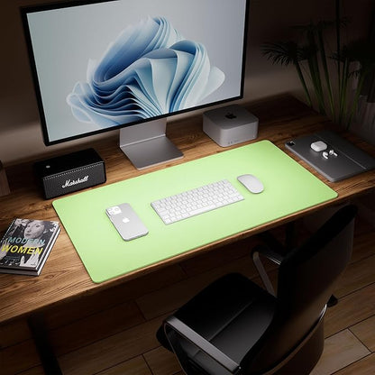 Aothia Double - Sided Desk Pad, 37.8"x17" Leather Desk Mat, Eco Cork Desk Pad Protector,Large Mouse Pad,Waterproof Desk Blotter for Office/Home(Light Green) | Mouse Pads - TrueDesk