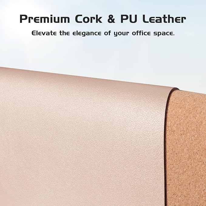 Aothia Double - Sided Desk Pad – 37.8"x17" Leather Desk Mat with Eco Cork Protector, Large Mouse Pad, Waterproof Desk Blotter for Office/Home (Pink) | Mouse Pads - TrueDesk