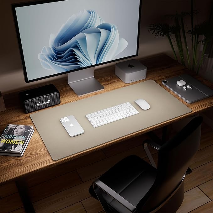 Aothia Dual - Sided Desk Mat - Leather & Cork Desk Protector, Large Mouse Pad & Writing Pad for Office/Home, Coffee (25.6"x13.7") | Mouse Pads - TrueDesk
