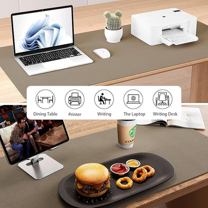 Aothia Dual - Sided Desk Mat - Leather & Cork Desk Protector, Large Mouse Pad & Writing Pad for Office/Home, Coffee (25.6"x13.7") | Mouse Pads - TrueDesk