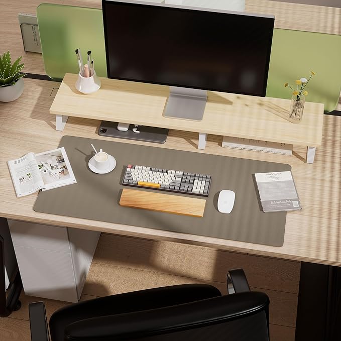 Aothia Dual - Sided Desk Mat - Leather & Cork Desk Protector, Large Mouse Pad & Writing Pad for Office/Home, Coffee (25.6"x13.7") | Mouse Pads - TrueDesk