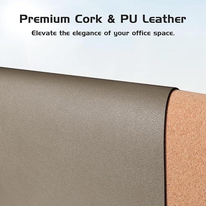 Aothia Dual - Sided Desk Mat - Leather & Cork Desk Protector, Large Mouse Pad & Writing Pad for Office/Home, Coffee (25.6"x13.7") | Mouse Pads - TrueDesk