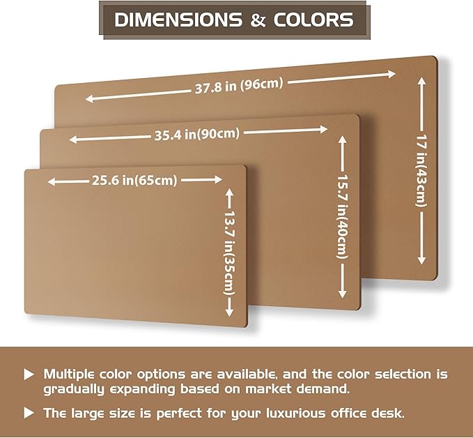 Aothia Dual - Sided Desk Mat - Leather & Cork Desk Protector, Large Mouse Pad & Writing Pad for Office/Home, Waterproof, Apricot (35.4" x 15.7") | Mouse Pads - TrueDesk