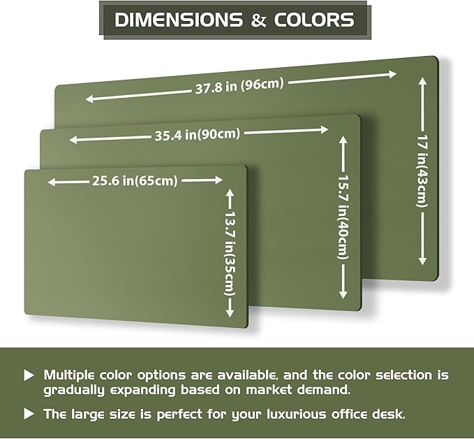 Aothia Dual - Sided Desk Mat - Natural Cork & Leather Desk Protector, Large Mouse Pad & Writing Pad for Office/Home, Olive Green (25.6"x13.7") | Mouse Pads - TrueDesk