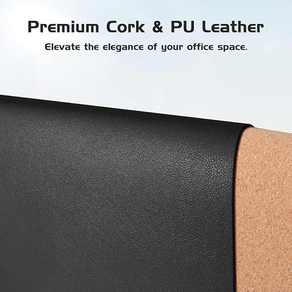 Aothia Dual - Sided Desk Pad - 25.6x13.7 inches Leather Desk Mat, Natural Cork Desk Pad Protector, Large Mouse Pad for Desk, Waterproof Desk Blotter Pad, Desk Writing Pad for Office Work/Home, Black | Mouse Pads - TrueDesk