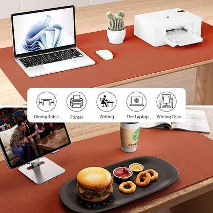 Aothia Dual - Sided Desk Pad - Leather Desk Mat, Natural Cork Desk Pad Protector, Large Mouse Pad for Desk, Waterproof Desk Blotter Pad, Desk Writing Pad for Office Work/Home, Maple Brown(35.4" x 15.7") | Mouse Pads - TrueDesk