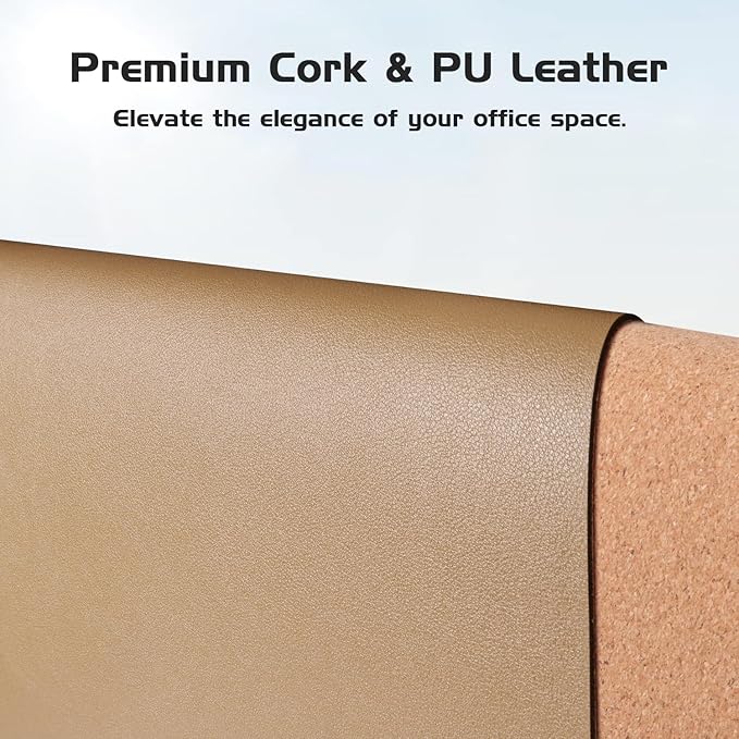 Aothia Dual - Sided Desk Pad - Leather Desk Mat, Natural Cork Desk Pad Protector, Large Mouse Pad for Desk, Waterproof Desk Blotter Pad, Desk Writing Pad for Office Work/Home, Apricot(37.8"x17") | Mouse Pads - TrueDesk