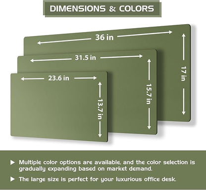 Aothia Dual - Sided Desk Pad - Leather Desk Mat, Natural Cork Desk Pad Protector, Large Mouse Pad for Desk, Waterproof Desk Blotter Pad, Desk Writing Pad for Office Work/Home, Olive Green (37.8"x17") | Mouse Pads - TrueDesk