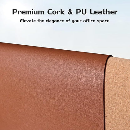 Aothia Dual - Sided Desk Pad - Leather Desk Mat, Natural Cork Desk Pad Protector, Large Mouse Pad for Desk, Waterproof Desk Blotter Pad, Desk Writing Pad for Office Work/Home, Maple Brown(35.4" x 15.7") | Mouse Pads - TrueDesk