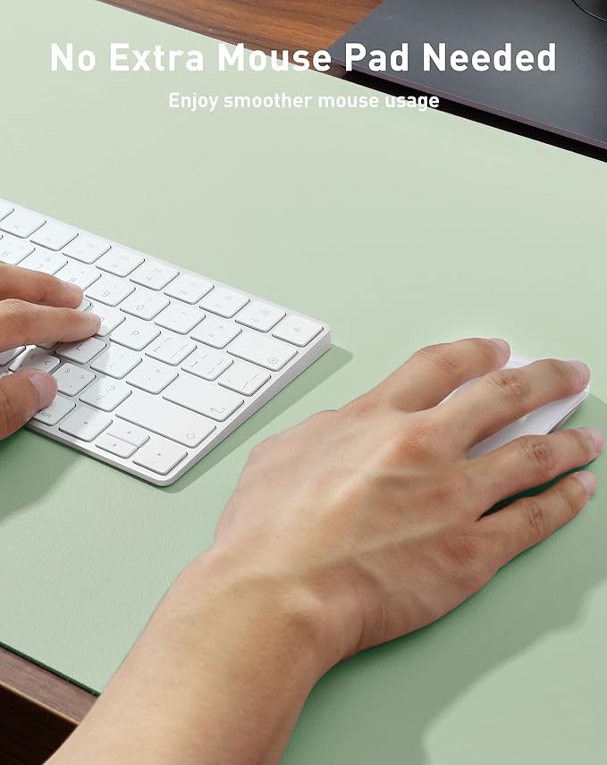 Aothia Faux Leather Desk Mat - Large Mouse Pad, Non - Slip PU Leather Blotter, Waterproof Writing Surface for Office and Home (Aqua, 42" x 17") | Desk Pads Blotters - TrueDesk