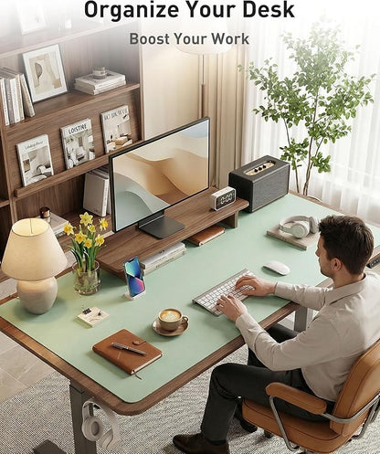 Aothia Faux Leather Desk Mat - Large Mouse Pad, Non - Slip PU Leather Blotter, Waterproof Writing Surface for Office and Home (Aqua, 42" x 17") | Desk Pads Blotters - TrueDesk